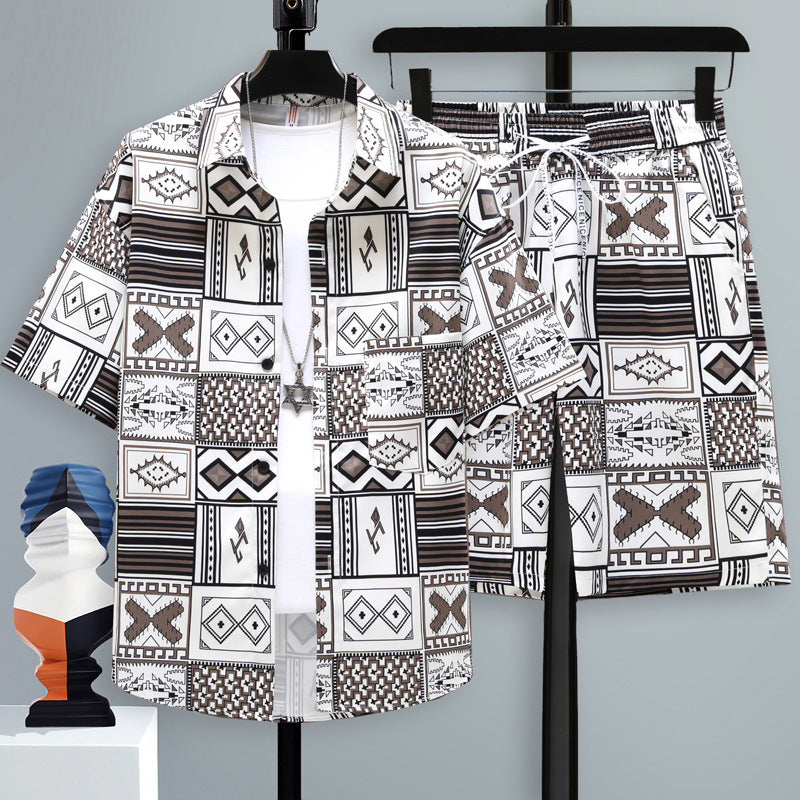 Men’s Trendy 2-Piece Summer Set – Short Sleeve Shirt & Shorts