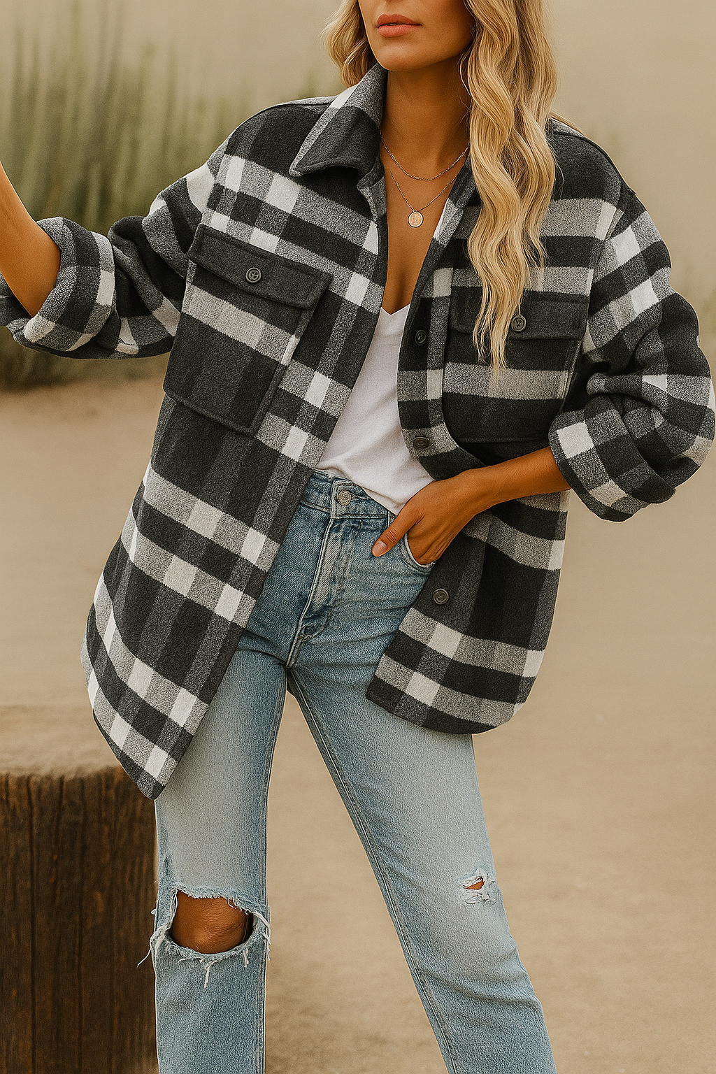 Oversized Plaid Shacket - Cozy Autumn