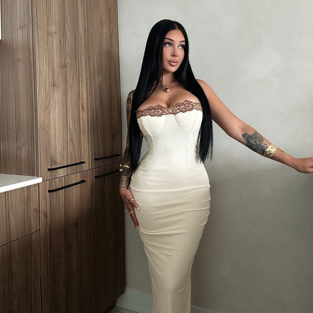 Romantic Satin Lace Dress -Perfect for Summer Nights