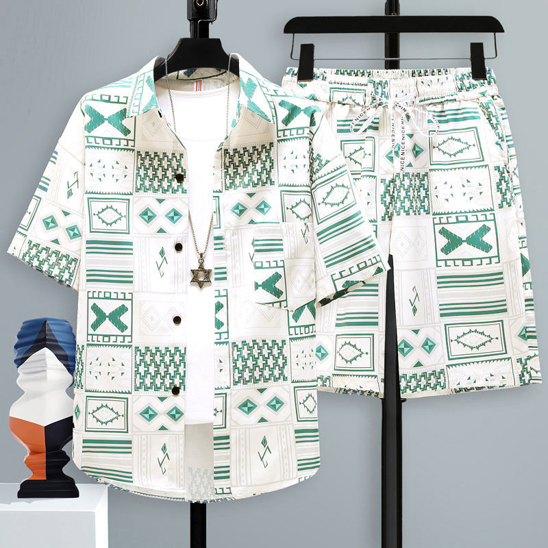 Men’s Trendy 2-Piece Summer Set – Short Sleeve Shirt & Shorts