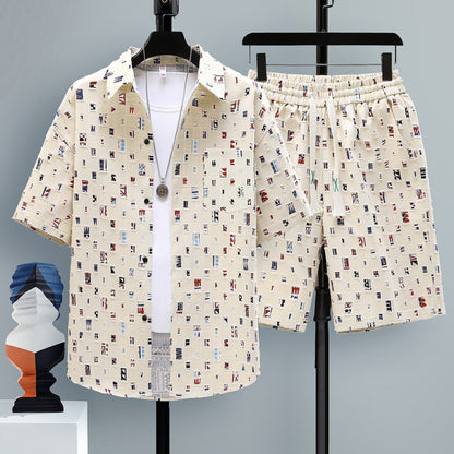 Men’s Trendy 2-Piece Summer Set – Short Sleeve Shirt & Shorts