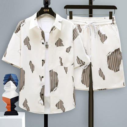 Men’s Trendy 2-Piece Summer Set – Short Sleeve Shirt & Shorts