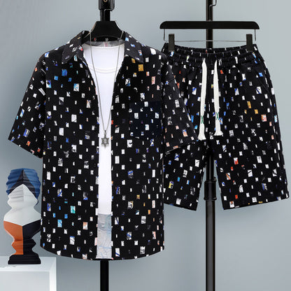 Men’s Trendy 2-Piece Summer Set – Short Sleeve Shirt & Shorts