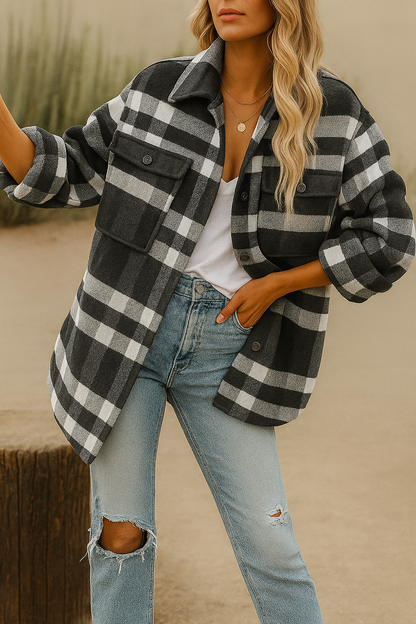 Oversized Plaid Shacket - Cozy Autumn