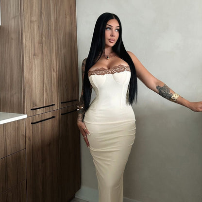 Romantic Satin Lace Dress -Perfect for Summer Nights