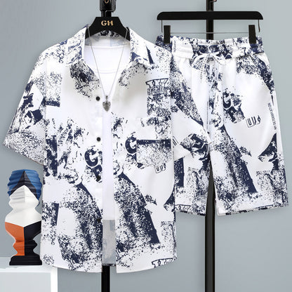 Men’s Trendy 2-Piece Summer Set – Short Sleeve Shirt & Shorts