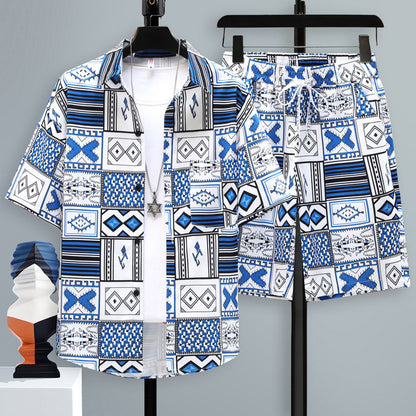 Men’s Trendy 2-Piece Summer Set – Short Sleeve Shirt & Shorts
