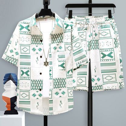Men’s Trendy 2-Piece Summer Set – Short Sleeve Shirt & Shorts